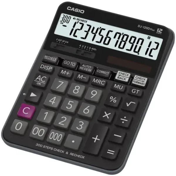 Casio DJ-120D Plus / Kalkulačka / 12místný displej / Duální napájení / Výpočet procent a marže (4971850032823)