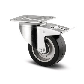 Tente Hliníkové kolečko s černou gumovou obručí 100 mm, otočné s brzdou 1737