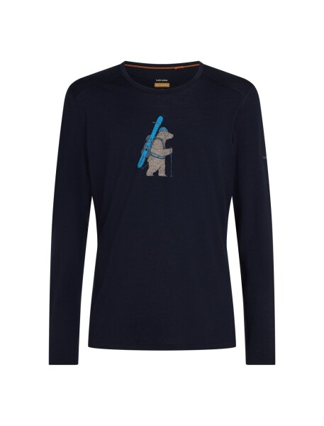 Pánské merino triko s dlouhým rukávem ICEBREAKER Mens 200 Oasis LS Crewe Bear Tour, Midnight Navy velikost: S
