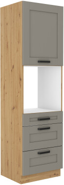 Vysoká skříňka pro vestavnou troubu Luna 60 DPS-210 3S 1F - Prmeium Box Barva korpusu: Dub artisan, Barva dvířek: Clay Grey