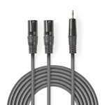 Nedis Vyvážený Audio kabel 2x XLR 3pinový (F) - jack 3.5 mm (M) 3.00 m tmavě šedá (COTH15310GY30)