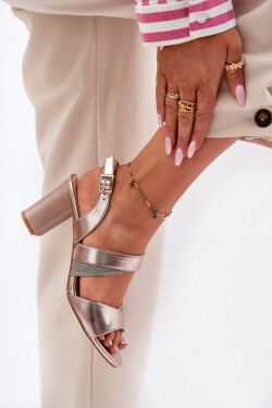 Dámské Sandály Na Podpatku Sergio Leone SK866 Růžové Zlato 39