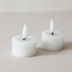 STAR TRADING Čajová LED svíčka Flamme White 4 cm – set 2 ks, bílá barva, plast