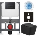 CERANO - Kompletní WC set Basic/Forte - černá matná - WC tlačítko Modulo/Černá - závěsné - nízký modul - předstěnová instalace - 51x36 CER-8050BD86414