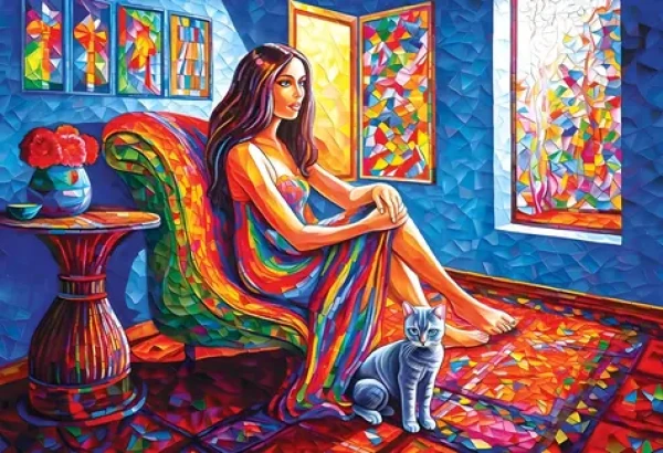 MAGNOLIA Puzzle Žena s kočkou