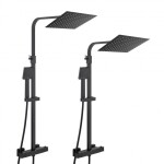 Erga Goba, sprchová souprava s termostatickou baterií a dešťovou hlavicí 25x25cm, černá matná, ERG-YKA-BP.GOBA-THERM-25-BLK