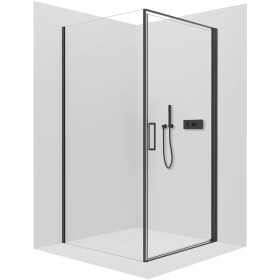 CERANO - Sprchový kout Porte L/P - 8 mm - černá matná, transparentní sklo - 80x70x195 - otočný CER-413546