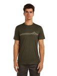 Pánské merino triko s krátkým rukávem ICEBREAKER Mens 150 Tech Lite SS Tee Range Stripes, Dark Loden velikost: XL