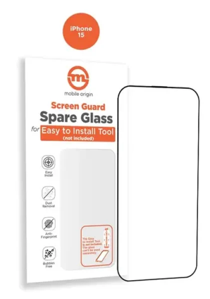 Mobile Origin Orange Screen Guard Spare Glass Apple iPhone 15 / náhradní sklo pro instalační sadu (SGA-SP-i15)