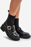 Lakované Boty Se Ponožkou A Přezkou Černé MR880-076 36