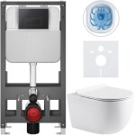 CERANO - Kompletní WC set Basic/Felci - bílá lesklá - WC tlačítko Modulo/Černá - volně stojící - předstěnová instalace - 53x37 CER-8050BD86097