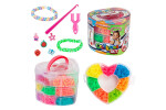 Udělej si svůj náramek - gumičky 2700ks + náčiní v plastové krabičce tvar srdce 16x13cm