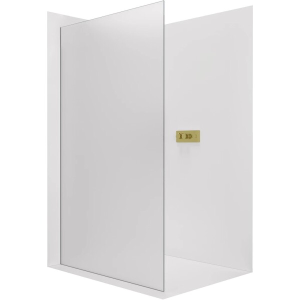 CERANO Sprchová zástěna Walk-in Crystal L/P - 8 mm - bezvzpěrový systém - zlatá, mléčné sklo - 160x200 cm