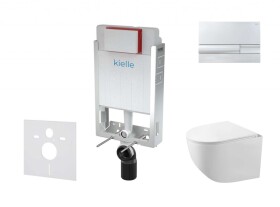 Kielle - Genesis Set předstěnové instalace, kompaktního klozetu Gaia, sedátka softclose a tlačítka Gemini I, chrom 30505SZ28