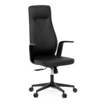 Kancelářské křeslo, černá ekokůže, houpací mechanismus s aretací ve 3 polohách, kovový kříž, kolečka pro tvrdé povrchy