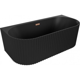 MEXEN/S - Sella volně stojící vana nástěnná reliéf 150 x 75, černá mat, sifon a přepad měď kartáčovaná 52711507571-65