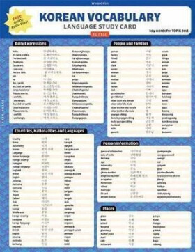 Korean Vocabulary Language Study Card - Kim Woojoo
