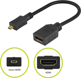 PremiumCord Flexi adaptér HDMI / Typ A samice - micro HDMI Typ D samec / ohebný (kphdma-35)
