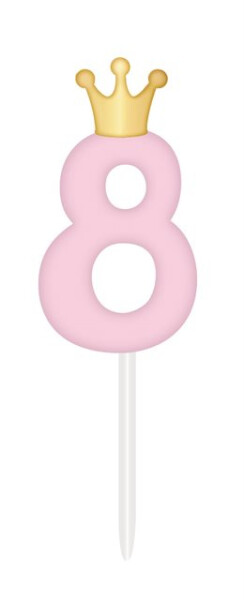 SVÍČKA růžová s korunkou ČÍSLO 8 - Albi