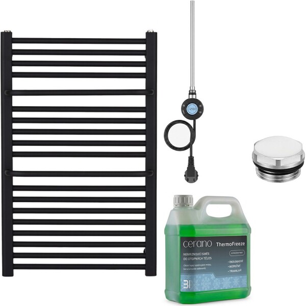 CERANO Koupelnový elektrický radiátorový set Antonio - WIFI - 300W - černá matná - 860x550 mm