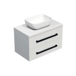 Koupelnová skříňka s černou úchytkou a krycí deskou SAT Cube Way 80x47,5x46 cm bílá lesk CUBE46C803BI45 CUBE46C803BI45