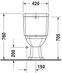 DURAVIT - 1930 Stojící WC kombi mísa, vodorovný odpad, WonderGliss, bílá 02270900001