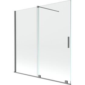 MEXEN/S - Velar dvoukřídlá posuvná vanová zástěna 160 x 150, transparent, grafit metal 896-160-000-01-95