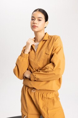 DeFactoFit Oversize Fit Stand Collar Woven Cardigan