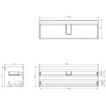 MEXEN - Box-A skříňka pro umyvadlo 140, 2 zásuvky, grafit mat 91AX0-1400-470-2-66