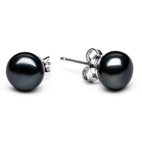 Stříbrné náušnice s černou perlou Hayley I, stříbro 925/1000, Černá