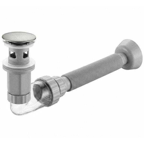 REA - Umyvadlový sifon s univerzální výpustí click-clack Flow Brush Nickel REA-A9495