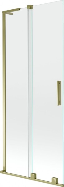 MEXEN/S - Velar L dvoukřídlá posuvná vanová zástěna 85 x 150, transparent, zlatá 896-085-003-01-50