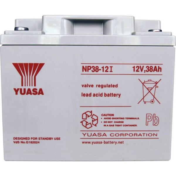 Yuasa NP38-12 NP38-12 olověný akumulátor 12 V 38 Ah olověný se skelným rounem (š x v x h) 197 x 170 x 165 mm šroubované M5 bezúdržbové, VDS certifikace