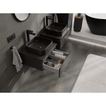 MEXEN/S - Orio koupelnová skříňka pod umyvadlo 50 cm s deskou, 1 šuplík, černá mat 91A10-05023-1-BFC71