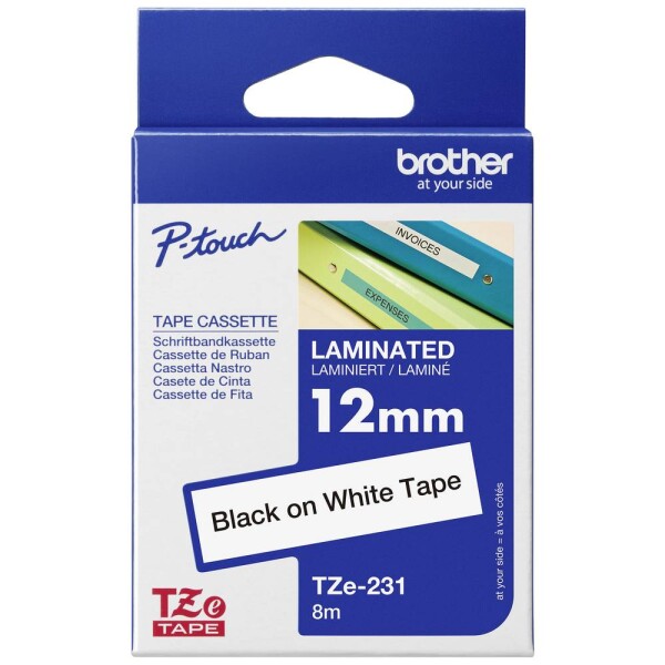 Etikety Brother TZe, TZ TZe-231 PET Barva pásky: bílá Barva písma:černá 12 mm 8 m