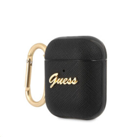 Guess Saffiano PC/PU Metal Logo Pouzdro pro Apple AirPods 1/2 GUA2SASMK