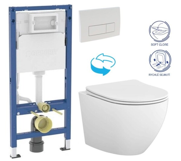GEBERIT DuofixBasic s bílým tlačítkem DELTA51 + WC CERSANIT DESSE VORTEX /VÍROVÉ SPLACH/ + SEDÁTKO 458.103.00.2 51BI ES1