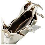 Módní dámská koženková kabelka na rameno Linna, krémová-bílá