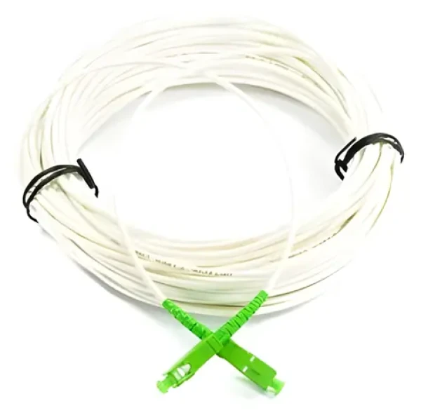 OEM SC-APC bílý 20m / Optický patch kabel / Simplex 9/125 SM / Armovaný LSZH 3mm (425)