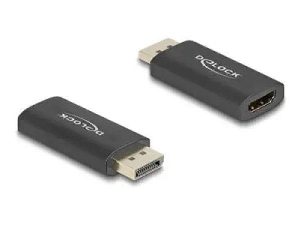 DeLock adaptér aktivní DisplayPort 1.4 na HDMI černý / Redukce / 8K / HDR / HDCP / hliníkové pouzdro (61055)