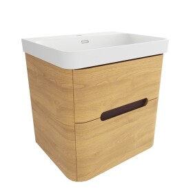 Koupelnová skříňka s umyvadlem SAT Fusion 57,5x53x45 cm dub medový mat SATFUSION260DMMW SATFUSION260DMMW