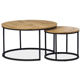 Set 2 ks stolků, MDF deska, dekor divoký dub, kovová podnož, černý lak