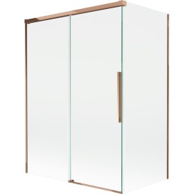 MEXEN/S - Rox vanová zástěna 2-křídlová posuvná 120 + 70 x 150, transparent, růžové zlato 8C9-120-070-60-00