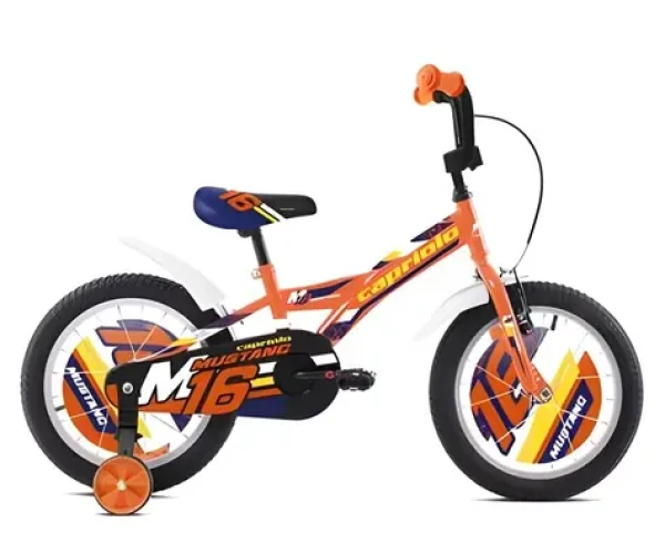 CAPRIOLO Dětské jízdní kolo BMX Mustang 16" oranžovo-modro-černé / hardtail rám (921115-16)