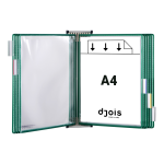 Djois nástěnný kovový držák s rámečky, 10 rámečků s kapsami A4 na výšku, zelené, 1 set