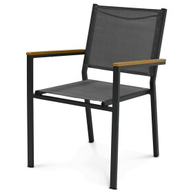 Zahradní židle, kov, síťovina, šedá, AZC-L1303 GREY