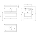 AQUALINE - ALTAIR skříňka s deskou 78,5 cm, bílá/dub emporio AI280-02