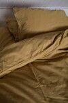 Storefactory Povlečení z organické bavlny Crinkle Mustard Gold 150 × 210 cm, oranžová barva, textil