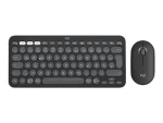 Logitech Pebble 2 Combo grafitová / Bezdrátová klávesnice s myší / BT / Logi Bolt / DE layout (920-012203)