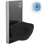 CERANO - Kompletní WC set Modul/Cesso - černá lesklá - integrované WC tlačítko - pneumatický modul - 49x36 CER-979855